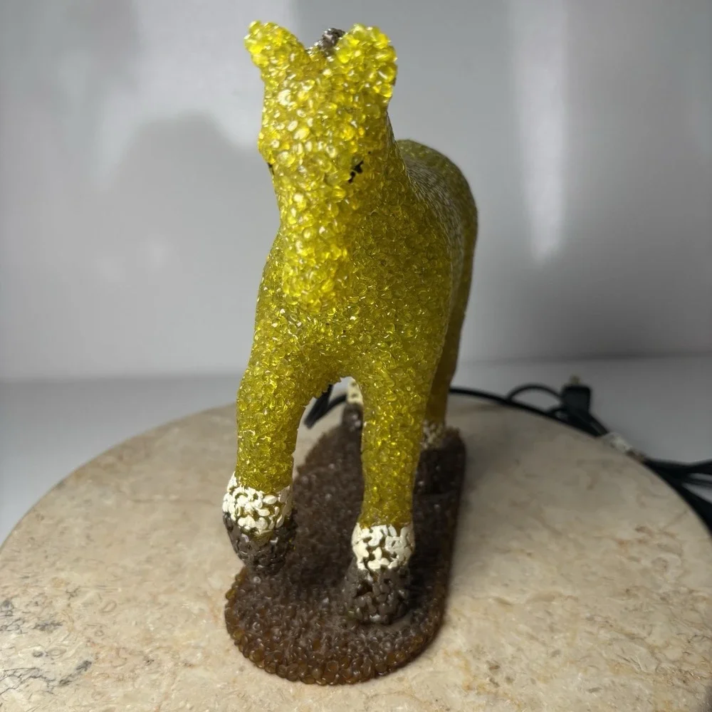 Vintage Beaded Plastic Horse Night‎ Light Popcorn Beads Green Pony Tabletop 9